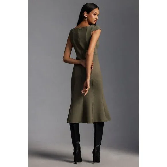 NWT Anthropologie Cecily Fit & Flare Sweetheart Dress XL Moss Green - Picture 3 of 7